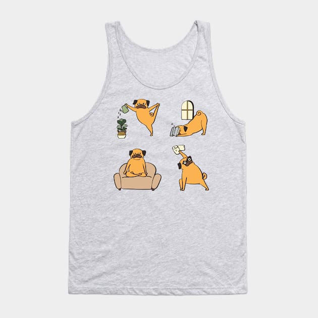 Pug Yoga at Home Tank Top by huebucket